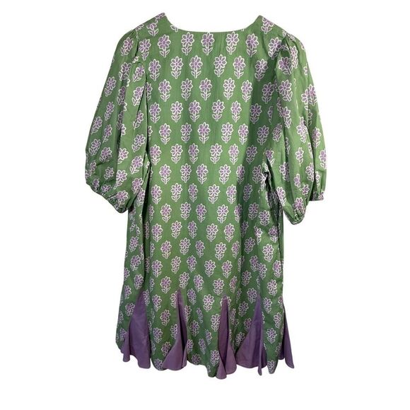 RHODE Women's Saira Floral Print Knee Length Cotton Dress Green Size Large - Picture 7 of 9